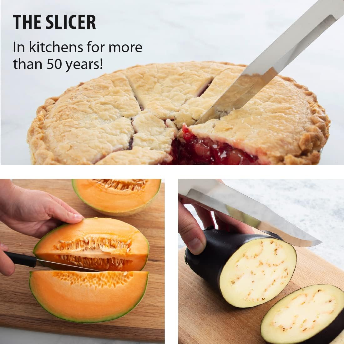 Slicer Knife (W207), Black Handle, Pack of 6 | 7" Stainless Steel Blade, Black Resin Handle