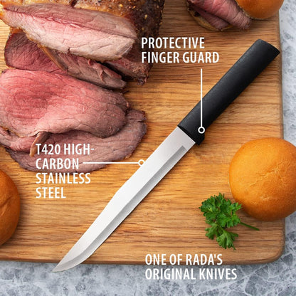 Slicer Knife (W207), Black Handle, Pack of 6 | 7" Stainless Steel Blade, Black Resin Handle