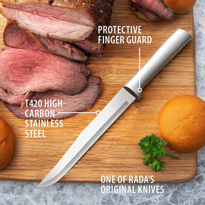 Slicer Knife (W207), Black Handle, Pack of 6 | 7" Stainless Steel Blade, Black Resin Handle