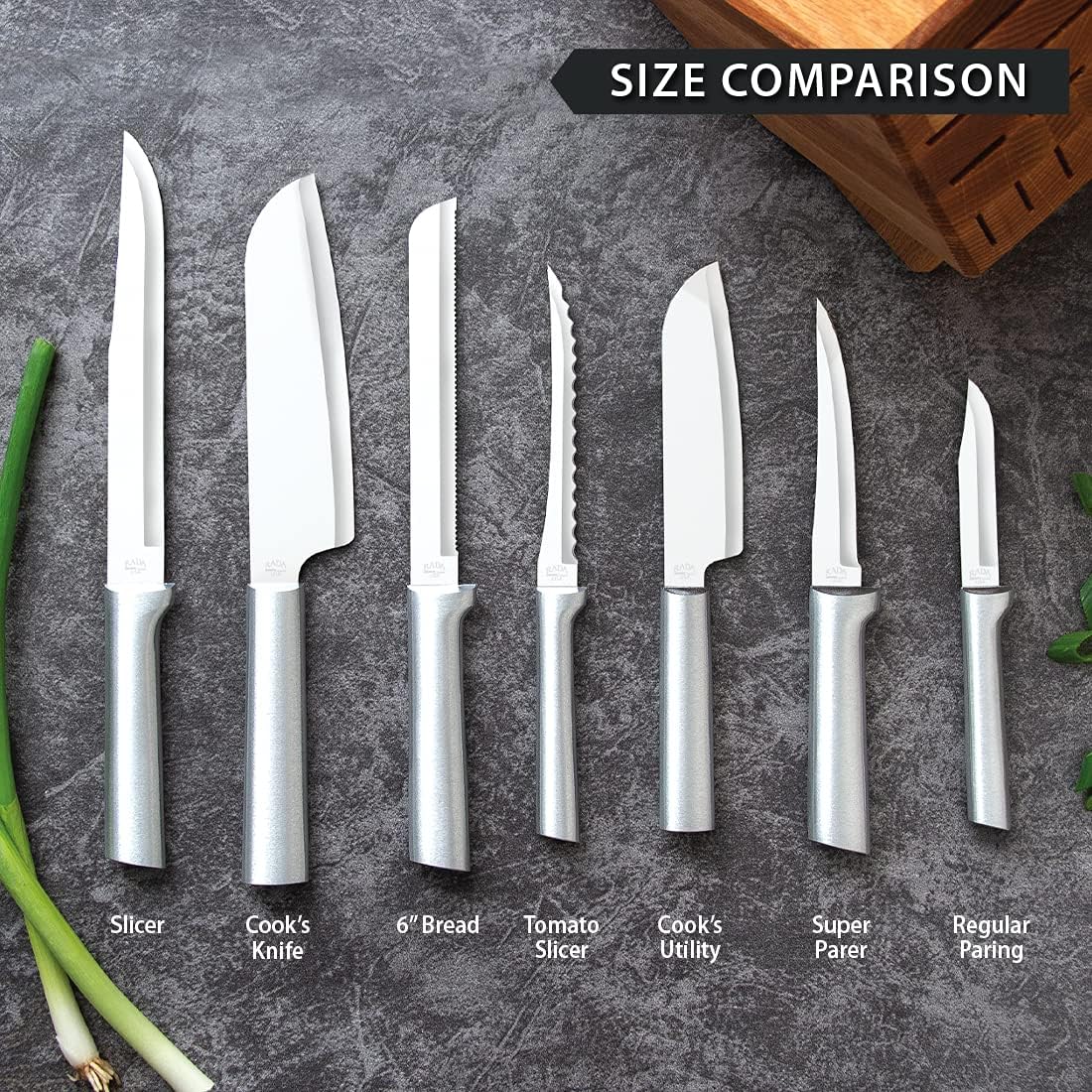 Slicer Knife (W207), Black Handle, Pack of 6 | 7" Stainless Steel Blade, Black Resin Handle