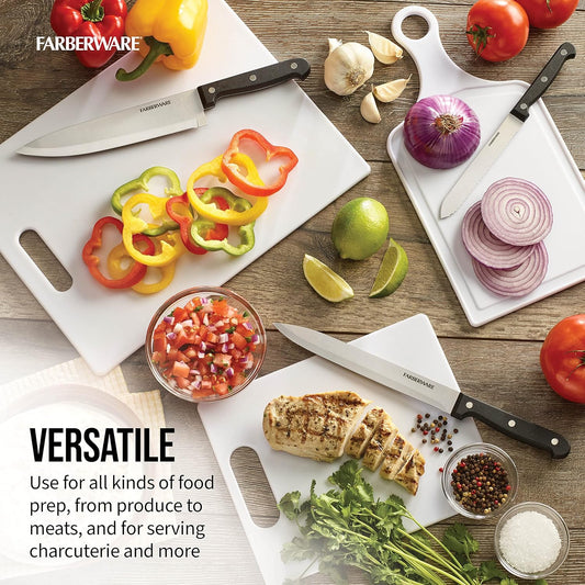 Cutting Boards for Kitchen, 3-Piece Poly Board Set, Reversible Plastic Cutting Board Set with Hand Holes, Dishwasher Safe, Food Prep and Charcuterie Boards, BPA-Free Polypropylene