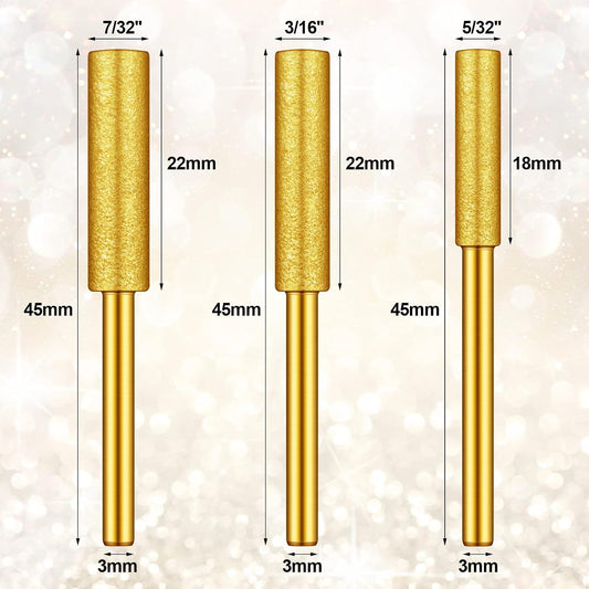 120 Pcs Diamond Chainsaw Sharpener Stones Bits High Hardness Chainsaw Sharpening Bulk Titanium Plated Wheels Grinding Tool for Electric Gold Chain Saw Jewelry Stone (5/32 Inch, 3/16 Inch, 7/32 Inch)