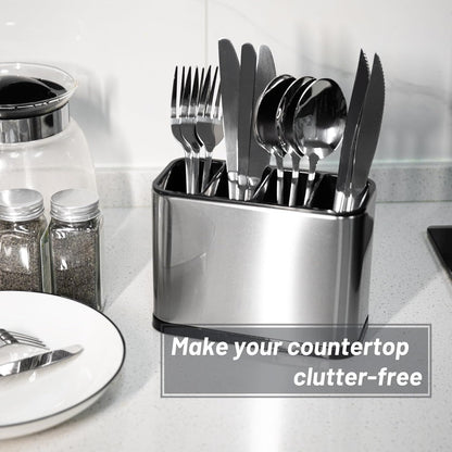 Silverware Caddy Cutlery Organizer for Countertop Silverware Holder for Fork Knife Spoon Flatware Organizer 4 Compartments Cutlery Holder