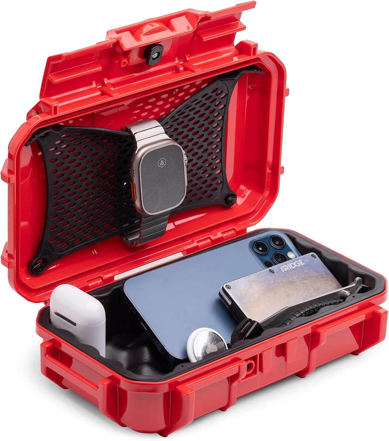 Evergreen 56 Dry Box - EDC Tough Protective Case USA Made for Organization of Cameras, Phones, Camping, Fishing, Hiking, Water Sports (Red)