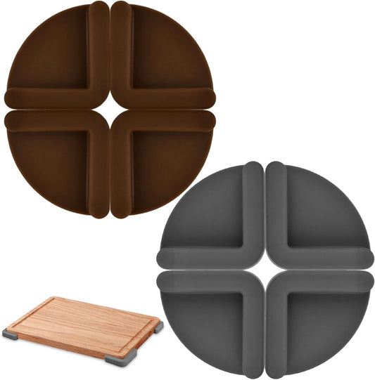 Silicone Non-Slip Feet for Cutting Board, Shock-Absorbent Reusable Cutting Board Legs Stabilizer Pads for Kitchen Countertop Surface Protection, Chopping Board Accessories(COLOR:Brown + Grey)