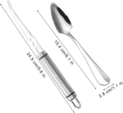 Grapefruit Knife - Curved Serrated Stainless Steel, Pack of 2 with 2 Pcs Spoons, for Grapefruit & Oranges