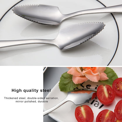 Grapefruit Knife - Curved Serrated Stainless Steel, Pack of 2 with 2 Pcs Spoons, for Grapefruit & Oranges