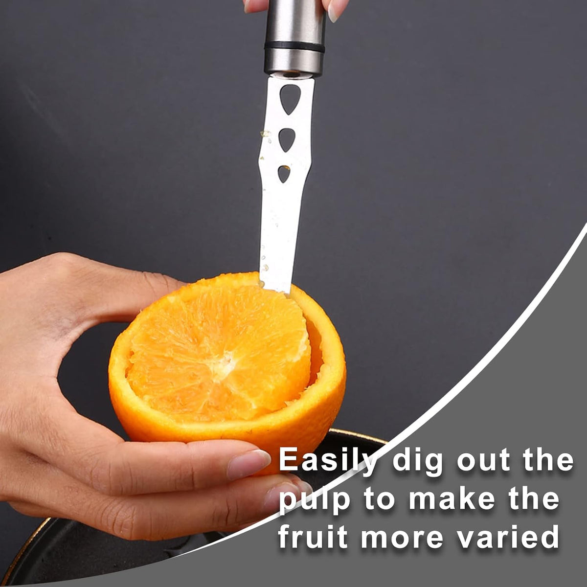 Grapefruit Knife - Curved Serrated Stainless Steel, Pack of 2 with 2 Pcs Spoons, for Grapefruit & Oranges