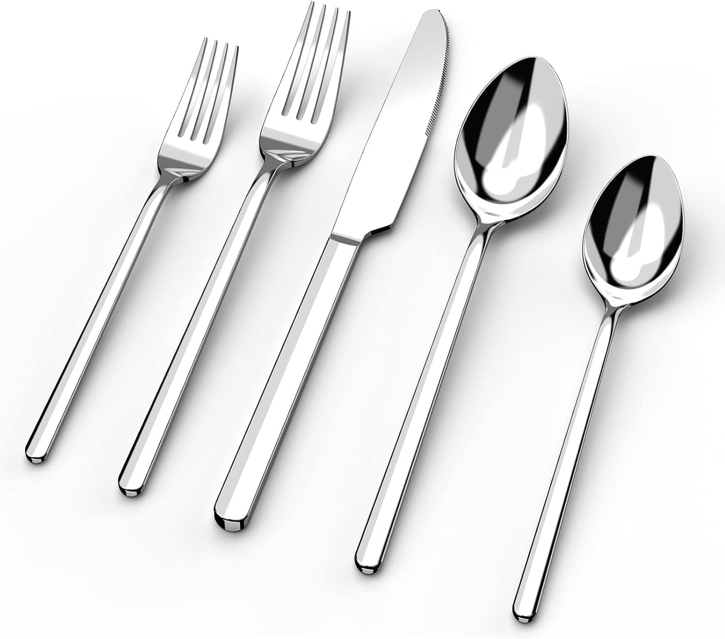 48-Piece Silverware Set with Steak Knives, Flatware Set for 8, 18/10 Stainless Steel Tableware Cutlery Set for Home Restaurant, Mirror Finish,Modern Design