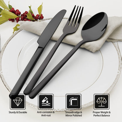 48-Piece Silverware Set with Steak Knives, Flatware Set for 8, 18/10 Stainless Steel Tableware Cutlery Set for Home Restaurant, Mirror Finish,Modern Design