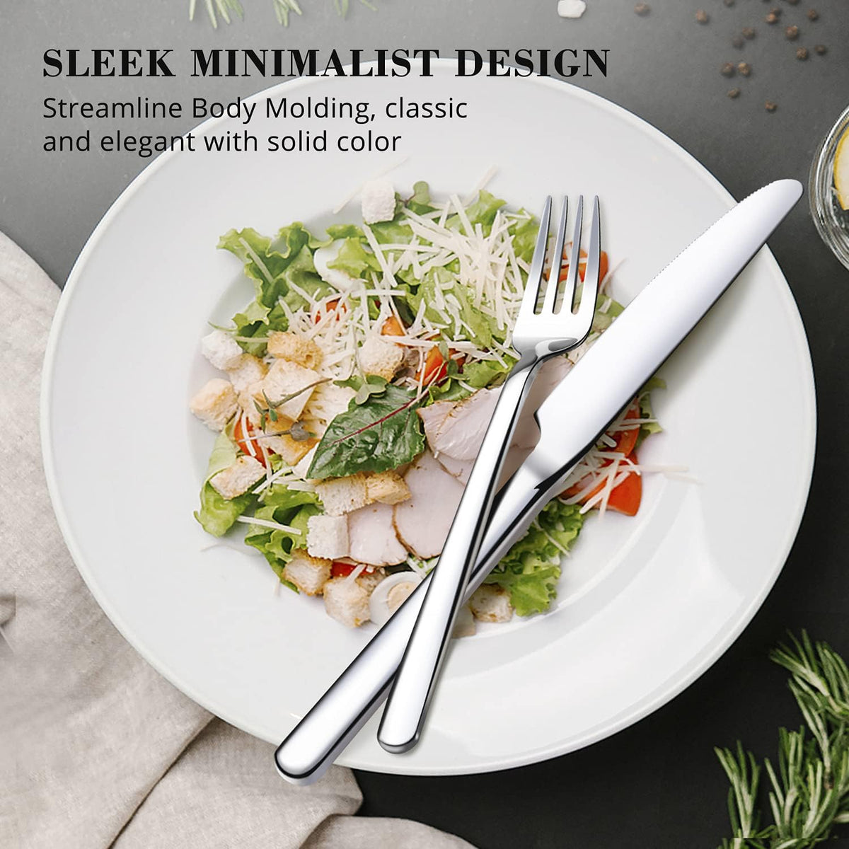 48-Piece Silverware Set with Steak Knives, Flatware Set for 8, 18/10 Stainless Steel Tableware Cutlery Set for Home Restaurant, Mirror Finish,Modern Design