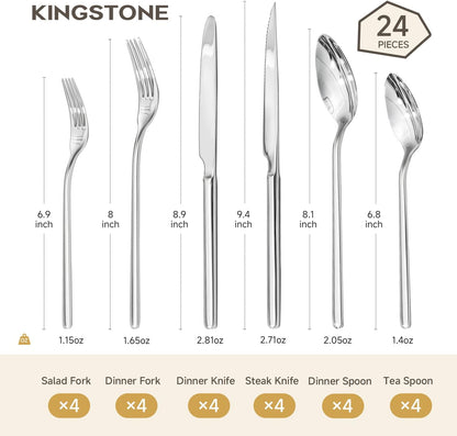 48-Piece Silverware Set with Steak Knives, Flatware Set for 8, 18/10 Stainless Steel Tableware Cutlery Set for Home Restaurant, Mirror Finish,Modern Design