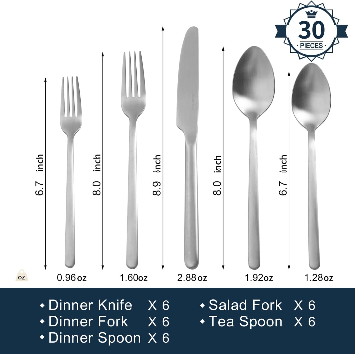 48-Piece Silverware Set with Steak Knives, Flatware Set for 8, 18/10 Stainless Steel Tableware Cutlery Set for Home Restaurant, Mirror Finish,Modern Design