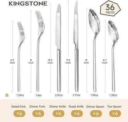 48-Piece Silverware Set with Steak Knives, Flatware Set for 8, 18/10 Stainless Steel Tableware Cutlery Set for Home Restaurant, Mirror Finish,Modern Design