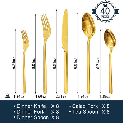 48-Piece Silverware Set with Steak Knives, Flatware Set for 8, 18/10 Stainless Steel Tableware Cutlery Set for Home Restaurant, Mirror Finish,Modern Design