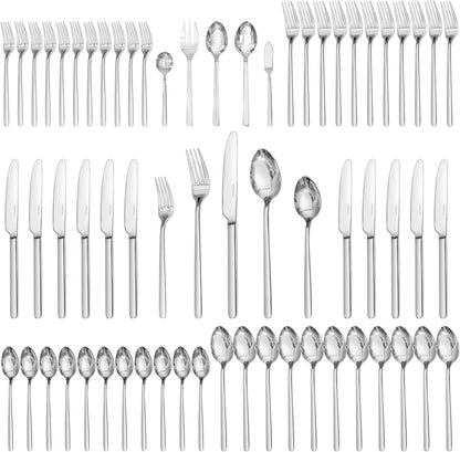48-Piece Silverware Set with Steak Knives, Flatware Set for 8, 18/10 Stainless Steel Tableware Cutlery Set for Home Restaurant, Mirror Finish,Modern Design