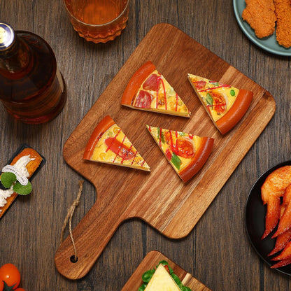 16 Pcs Acacia Wood Cutting Board with Handles Bulk,12 x 6 Inch | Wooden Charcuterie Boards Serving Chopping Boards for Kitchen, Pizza, Bread, Vegetables, Laser Engraving, Housewarming Gifts