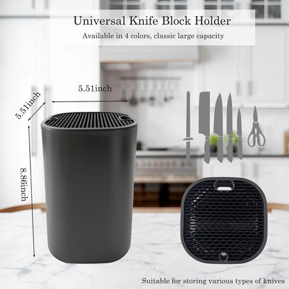 Knife Block with Scissors & Sharpening Rod Slots for Countertop | Plastic Black Universal Knife holder Hold 21 Knives Large Capacity,Save Space,Easy to Clean Empty Orgnizer for Kitchen Knife