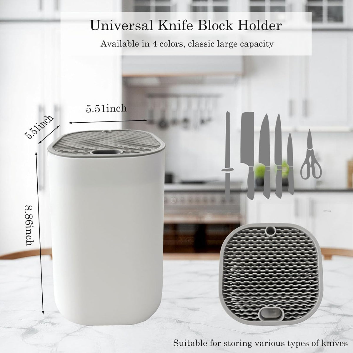Knife Block with Scissors & Sharpening Rod Slots for Countertop | Plastic Black Universal Knife holder Hold 21 Knives Large Capacity,Save Space,Easy to Clean Empty Orgnizer for Kitchen Knife