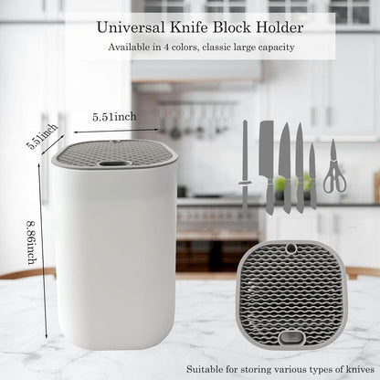 Knife Block with Scissors & Sharpening Rod Slots for Countertop | Plastic Black Universal Knife holder Hold 21 Knives Large Capacity,Save Space,Easy to Clean Empty Orgnizer for Kitchen Knife
