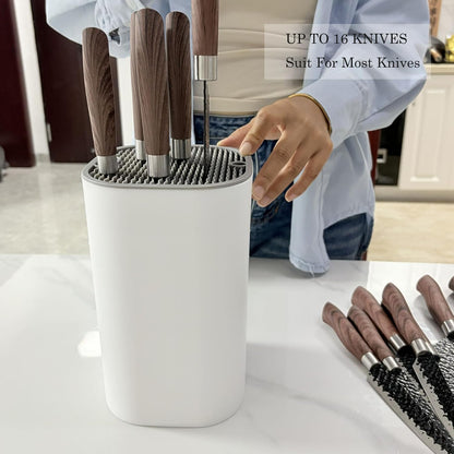 Knife Block with Scissors & Sharpening Rod Slots for Countertop | Plastic Black Universal Knife holder Hold 21 Knives Large Capacity,Save Space,Easy to Clean Empty Orgnizer for Kitchen Knife