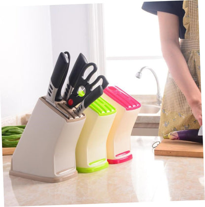Multifunctional Knife Holder Rack Plastic Drainage Kitchen Tool Storage Organizer Non-Slip Knife Block for Home and Kitchen Supplies