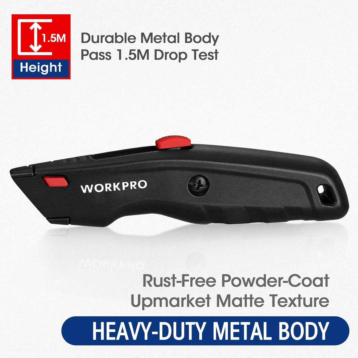Premium Utility Knife, Retractable All Metal Heavy Duty Box Cutter, Quick Change Blade Razor Knife, with 10 Extra Blades