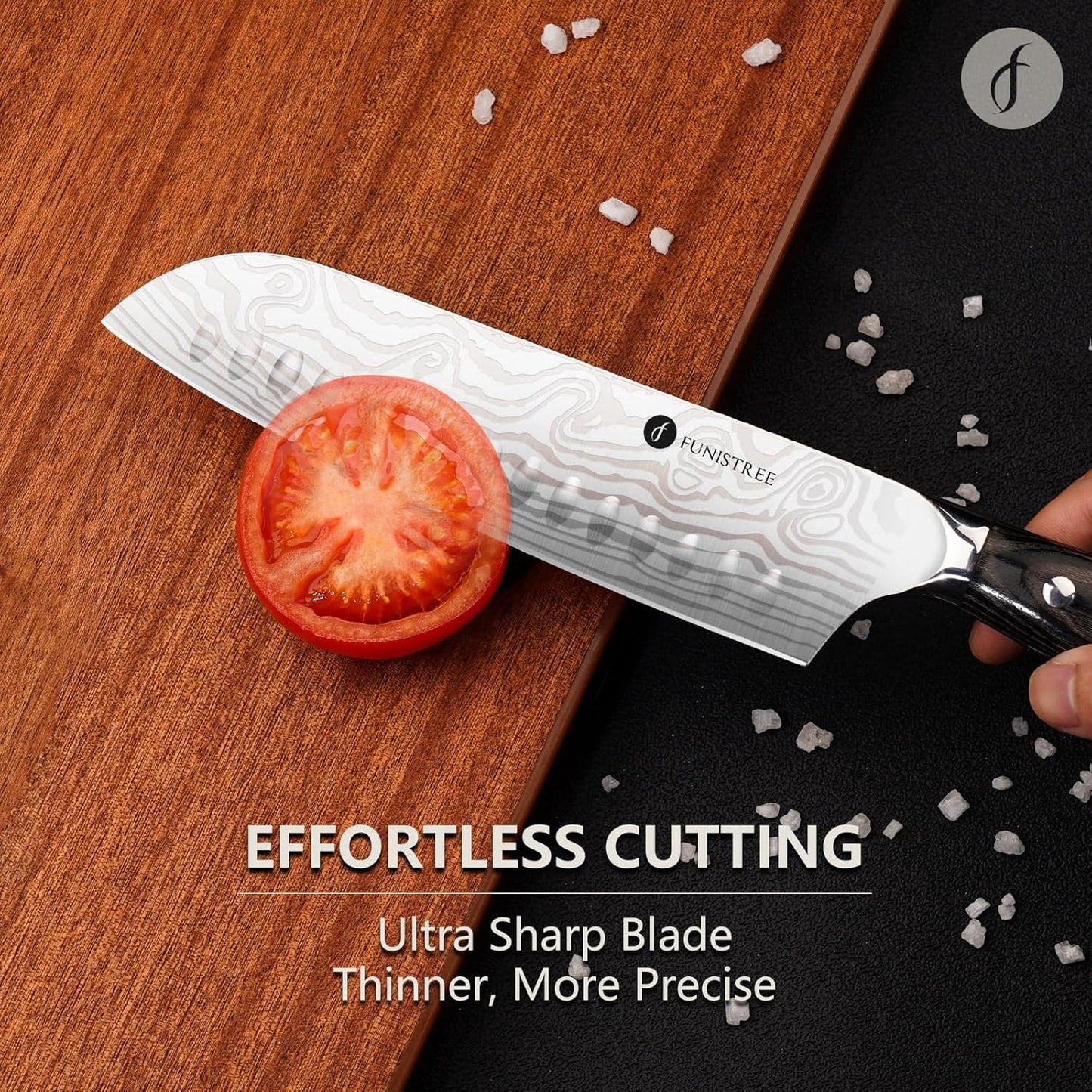 4 Pieces Professional Kitchen Knife Set, Damascus German Stainless Steel Chef Knife Set With Wooden Box, 8" Chef Knife, 5" Utility Knife, 8" Bread Knife, 7" Santoku Knife, Gift for Men Women 20 cm