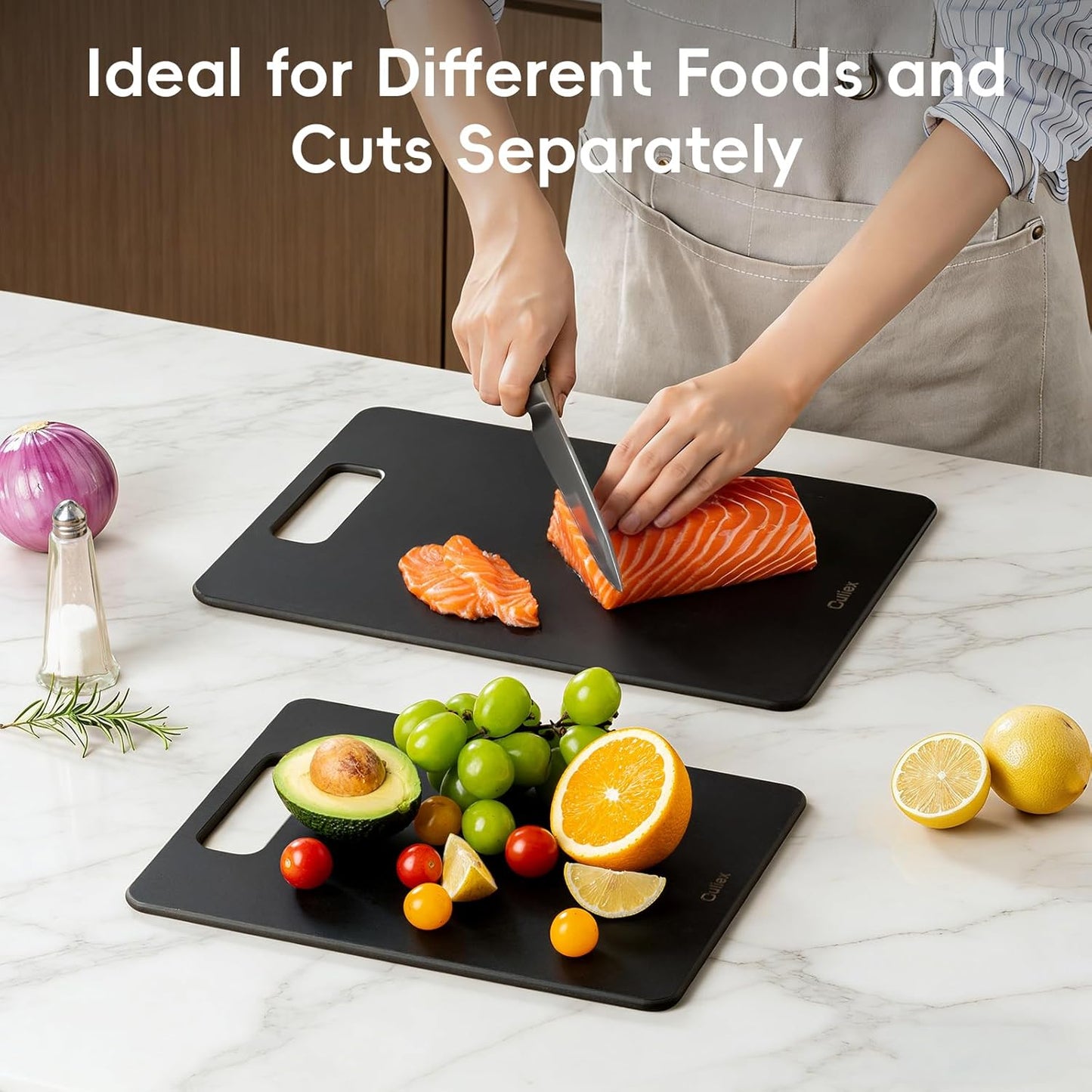 Wood Fiber Cutting Board Set of 2, Dishwasher Safe, Non-Toxic Cutting Board for Kitchen, BPA Free, Non-Slip, Non-Porous Composite Chopping Board for Meat Vegetable Fruit