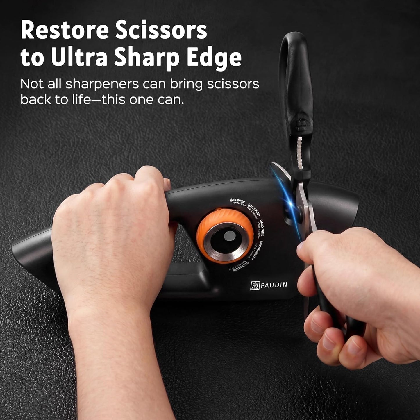 Precision 5-Stage Knife Sharpener, Fathers Day Dad Gifts, Manual Sharpening for Kitchen Knives & Scissors, Straight & Serrated Blades, Non-Slip Base, Ergonomic Handle, Safe for Home Use
