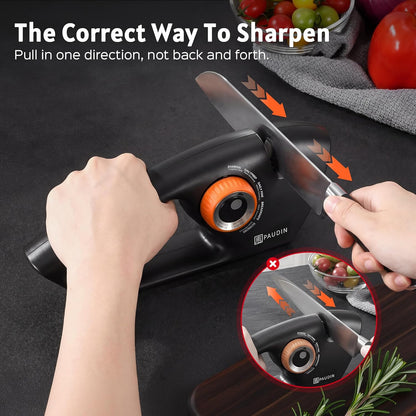 Precision 5-Stage Knife Sharpener, Fathers Day Dad Gifts, Manual Sharpening for Kitchen Knives & Scissors, Straight & Serrated Blades, Non-Slip Base, Ergonomic Handle, Safe for Home Use