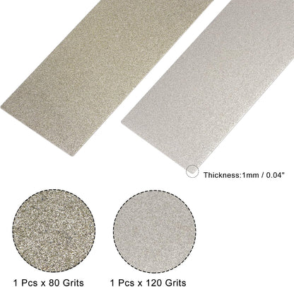 Diamond Whetstone Sharpening Stone, 170mm x 75mm 80 Grit 120 Grit Sharpener Grinding Plate Abrasive Tool Set 2pcs