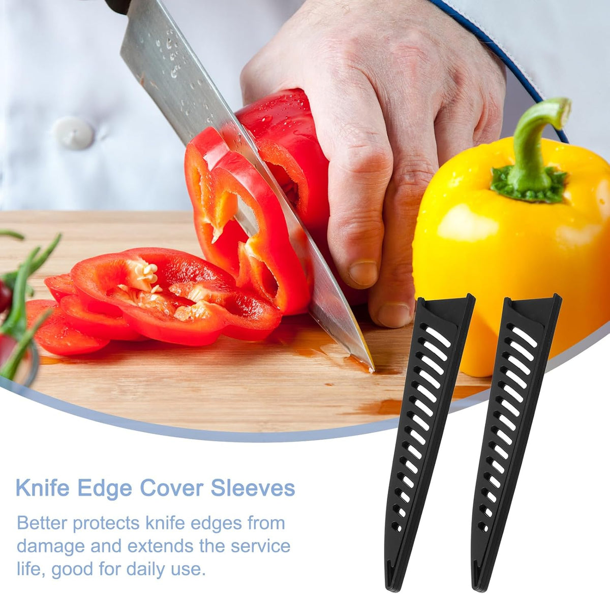 2Pcs Knife Cover Sleeves Blade Edge Guards for 6" Boning Knife Protector Universal Knife Sheath for Kitchen, Black