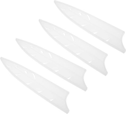 ABS Safety Knife Cover Sleeves for 8" Chef Knife, Universal Chopping Edge Guard Blade Protector Sheath for Kitchen Bar, White, 21.5cm L, Pack of 4