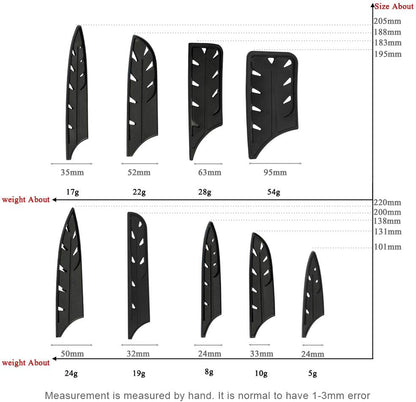 9pcs Plastic Knife Covers Sleeves Edge Guard Sheath Blade Protector for Kitchen Chef Knife