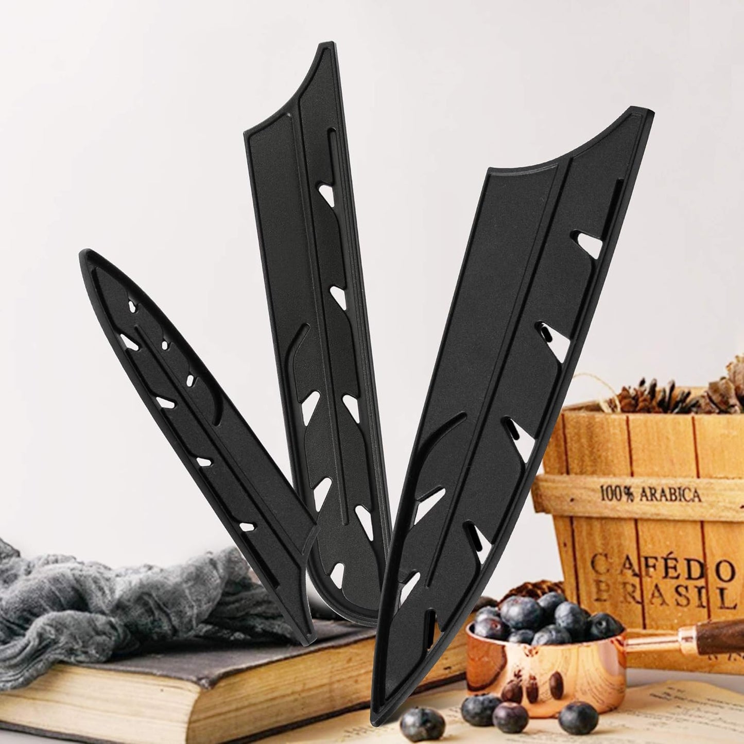 9pcs Plastic Knife Covers Sleeves Edge Guard Sheath Blade Protector for Kitchen Chef Knife
