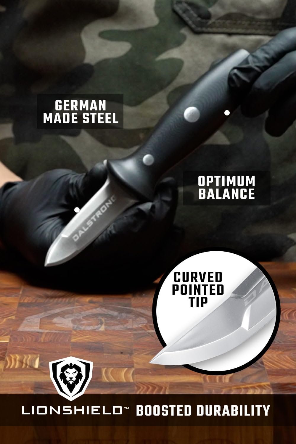 Clam Oyster Knife- 3” Shellfish & Oyster Shucker Clamp Knife - Gladiator Series Elite - Forged HC German Steel - Crab Eating Utensils- G10 Handle - W/Sheath- NSF Certified