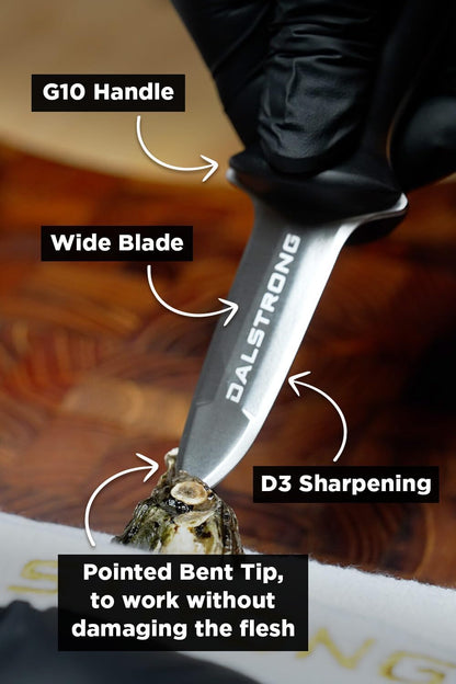 Clam Oyster Knife- 3” Shellfish & Oyster Shucker Clamp Knife - Gladiator Series Elite - Forged HC German Steel - Crab Eating Utensils- G10 Handle - W/Sheath- NSF Certified