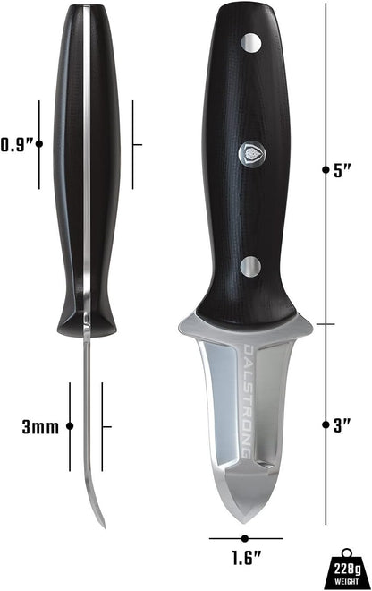 Clam Oyster Knife- 3” Shellfish & Oyster Shucker Clamp Knife - Gladiator Series Elite - Forged HC German Steel - Crab Eating Utensils- G10 Handle - W/Sheath- NSF Certified