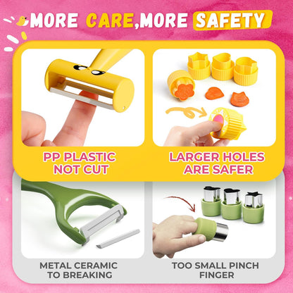 Montessori Kitchen Tools for Toddlers,Kids Knife for Real Cooking,Toddlers Knife Set with Storage Box Kids Safe Knives Children Cutting Set for Girl Boy,Montessori Toys for Kitchen Set -Green