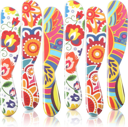 6 Pieces Butter Spreader 6 Inch Plastic Butter Knife Colorful Cheese Knife Spreader Summer Kitchen Gifts for Cream Cheese, Sandwich, Jam, Jelly(Floral Style)
