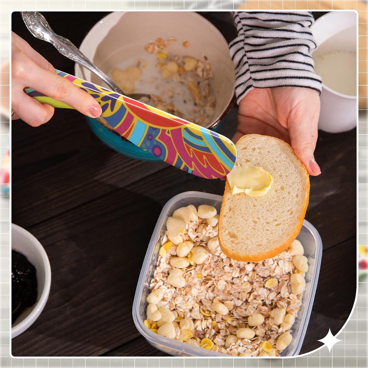 6 Pieces Butter Spreader 6 Inch Plastic Butter Knife Colorful Cheese Knife Spreader Summer Kitchen Gifts for Cream Cheese, Sandwich, Jam, Jelly(Floral Style)
