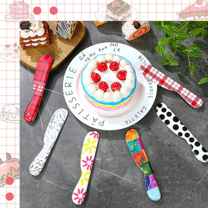 6 Pieces Butter Spreader 6 Inch Plastic Butter Knife Colorful Cheese Knife Spreader Summer Kitchen Gifts for Cream Cheese, Sandwich, Jam, Jelly(Floral Style)