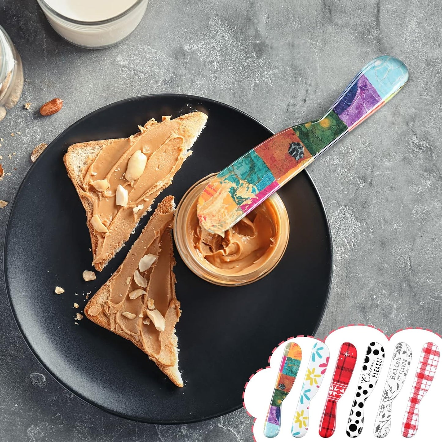 6 Pieces Butter Spreader 6 Inch Plastic Butter Knife Colorful Cheese Knife Spreader Summer Kitchen Gifts for Cream Cheese, Sandwich, Jam, Jelly(Floral Style)