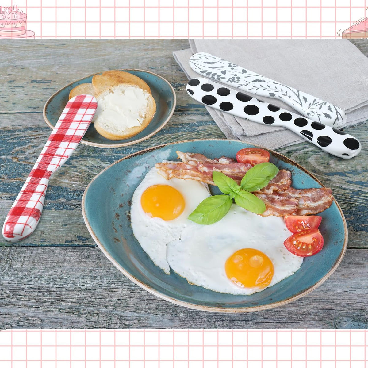 6 Pieces Butter Spreader 6 Inch Plastic Butter Knife Colorful Cheese Knife Spreader Summer Kitchen Gifts for Cream Cheese, Sandwich, Jam, Jelly(Floral Style)