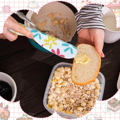 6 Pieces Butter Spreader 6 Inch Plastic Butter Knife Colorful Cheese Knife Spreader Summer Kitchen Gifts for Cream Cheese, Sandwich, Jam, Jelly(Floral Style)