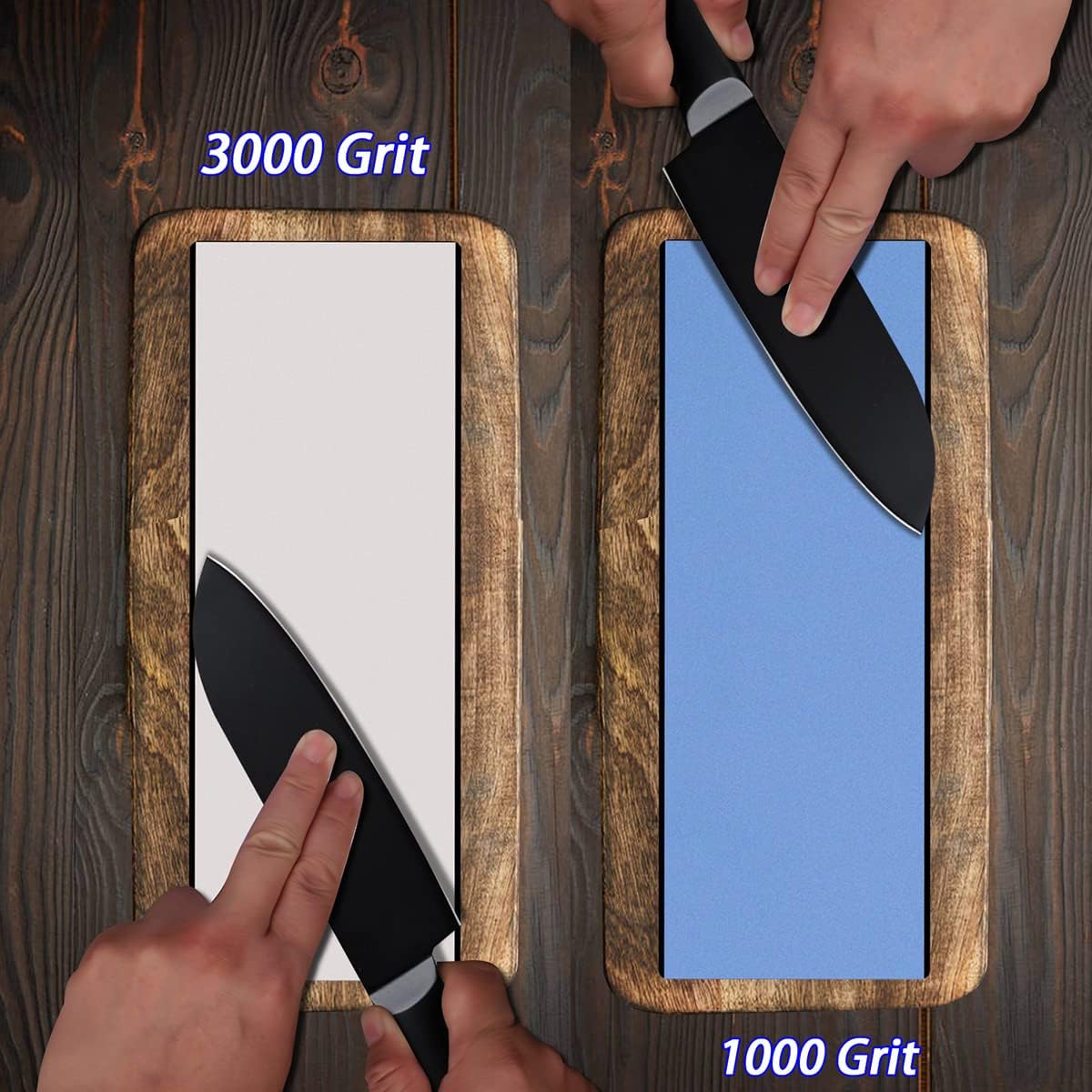 Whetstone Premium Water-stone Sharpener Kits - 1000/3000 Grit, Perfectional Knife Sharpener Wet stone Sets for Chef, Kitchen, Hunting Knife, Machete with Non-Slip Base