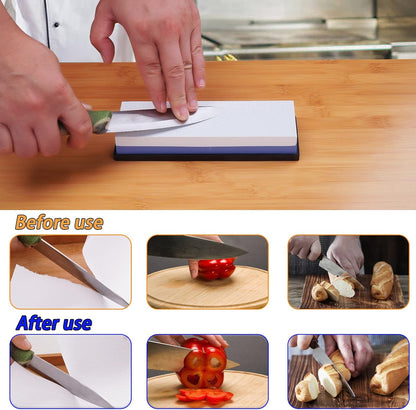 Whetstone Premium Water-stone Sharpener Kits - 1000/3000 Grit, Perfectional Knife Sharpener Wet stone Sets for Chef, Kitchen, Hunting Knife, Machete with Non-Slip Base