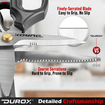 Heavy Duty Scissors, Multipurpose Utility Scissors. Built to Cut Leather, Cardboard, Carpet, Plastic and Rope. All Purpose Heavy Duty Kitchen Scissors to Cut Meat, Poultry and Chicken Bones