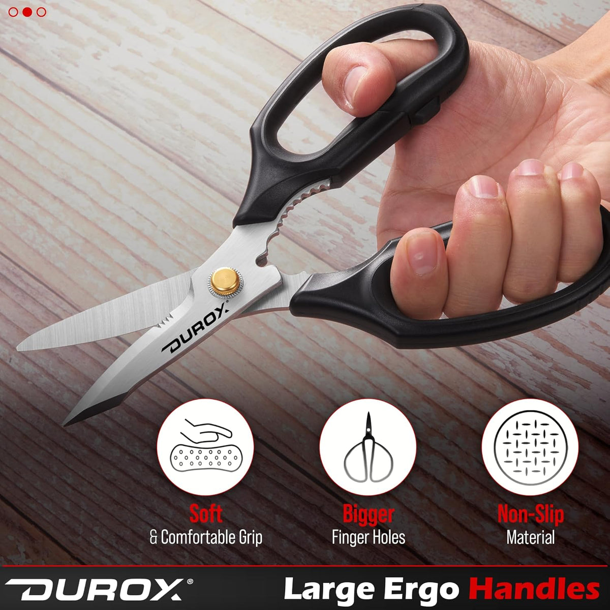Heavy Duty Scissors, Multipurpose Utility Scissors. Built to Cut Leather, Cardboard, Carpet, Plastic and Rope. All Purpose Heavy Duty Kitchen Scissors to Cut Meat, Poultry and Chicken Bones